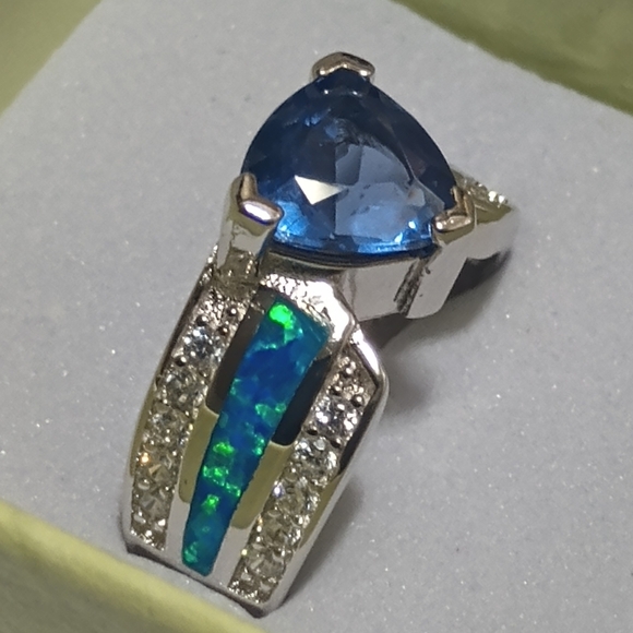 Ethically Sourced Silver Gemstone Wedding Rings For Women, Sz 6 - Picture 11 of 13